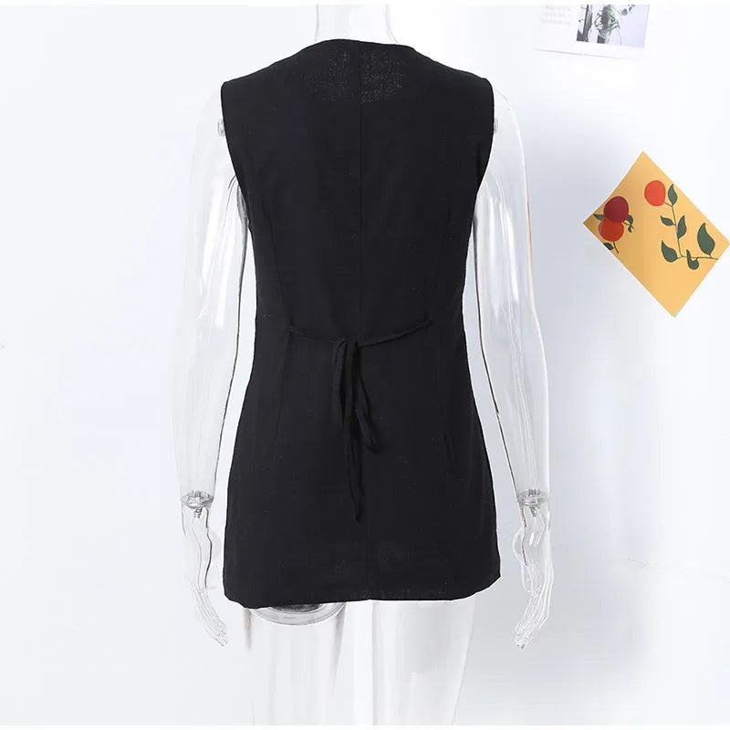 Elegant Single Breasted Long Vest Waistcoat