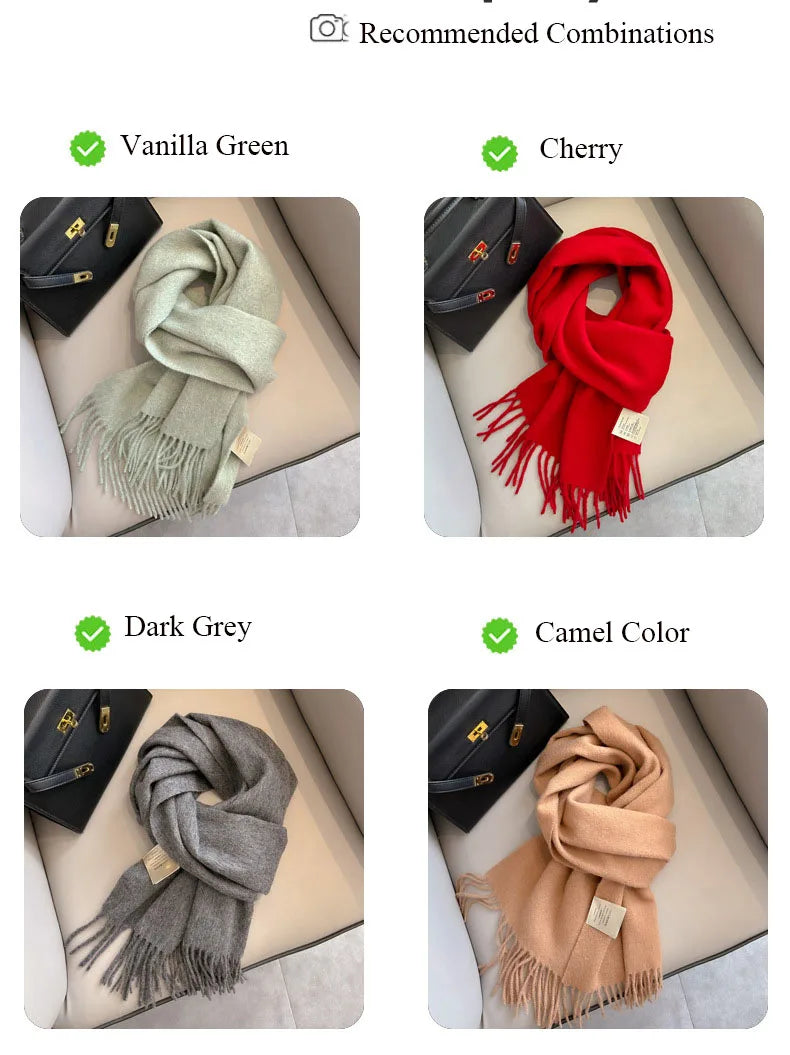 100% Wool Winter Scarf- Warm Cashmere Scarves