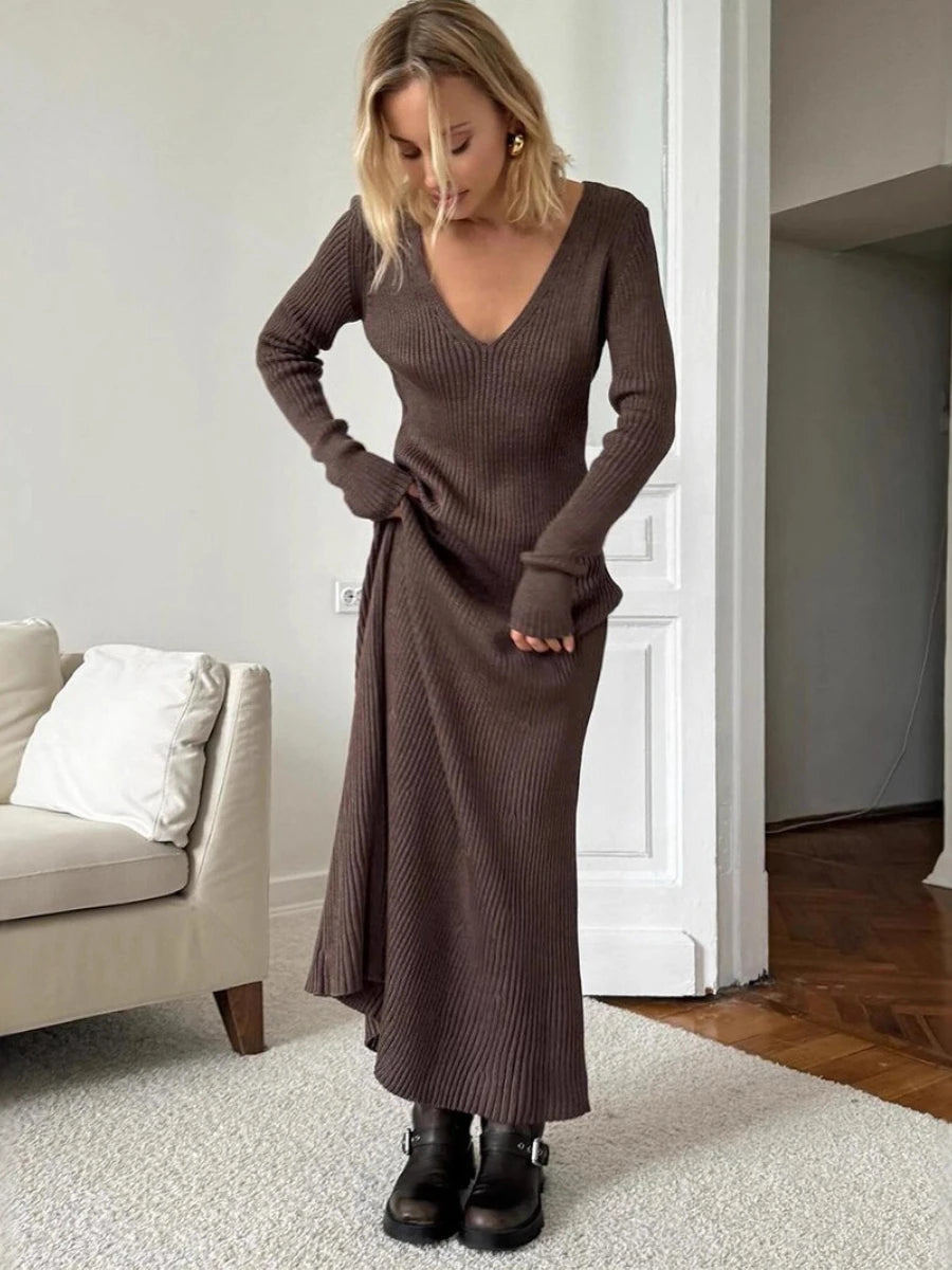 Long sleeve knitted dress