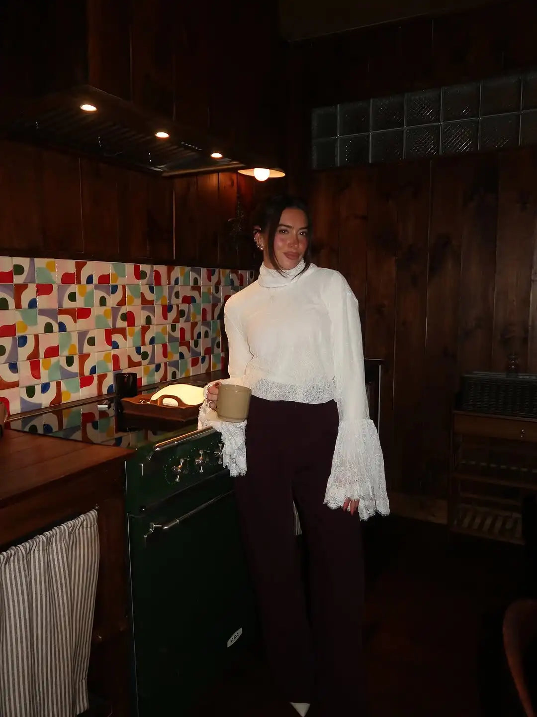 Lace Flared  Shirt Chic