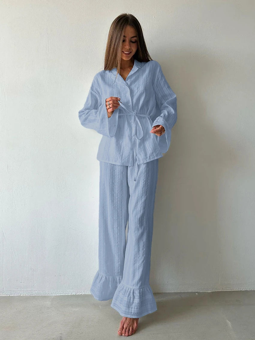 Nightgown 2 Piece Suit long sleeve- Nightwear