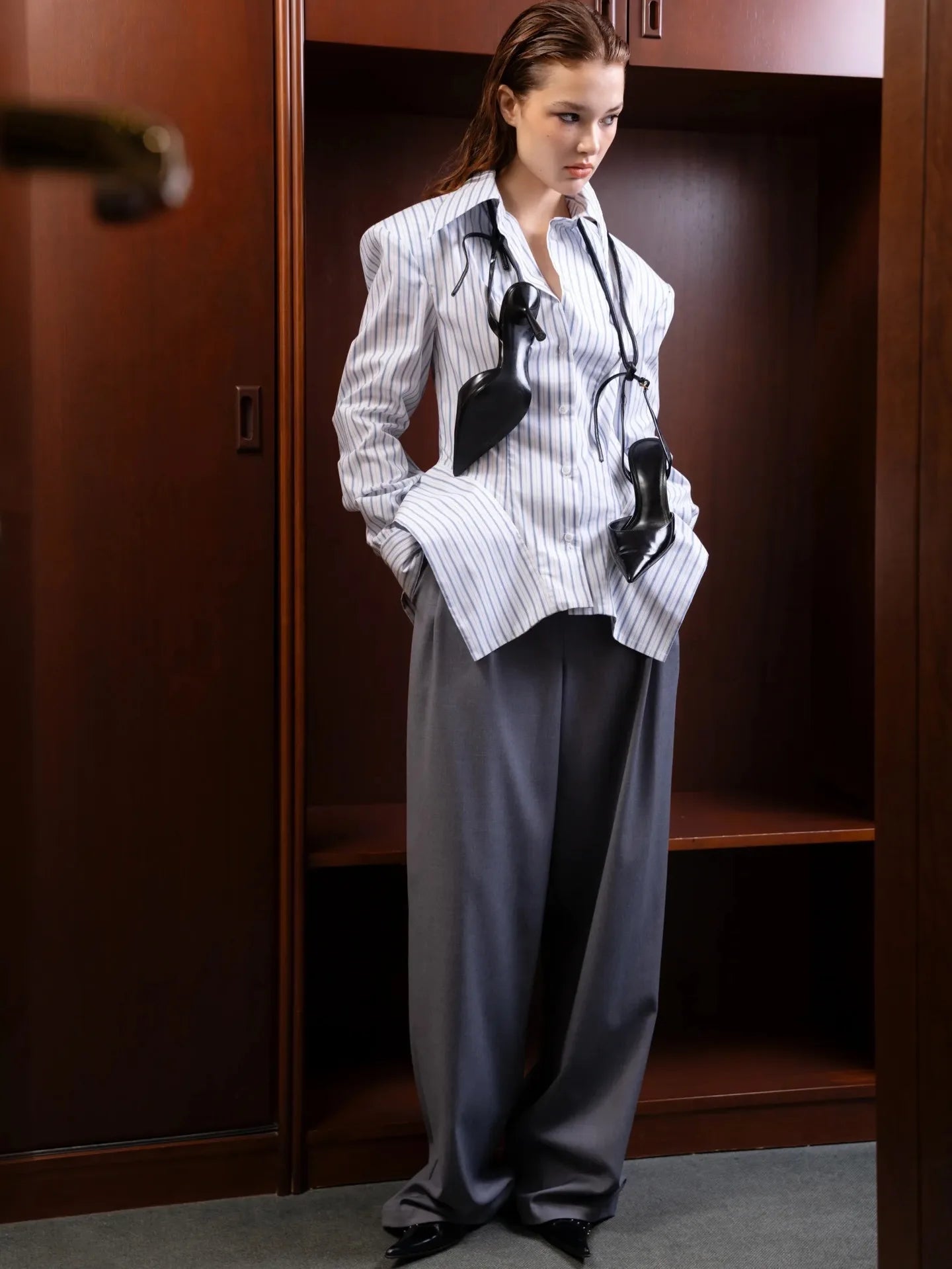 Asymmetrical Hem Shirt -Office Dat