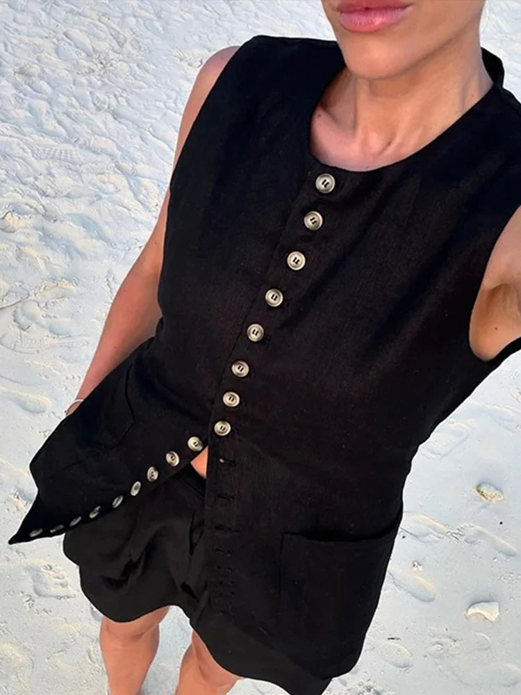 Elegant Single Breasted Long Vest Waistcoat