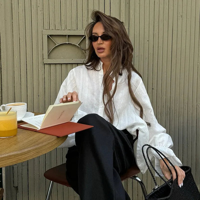 White Shirts - Oversize Cotton Blouse