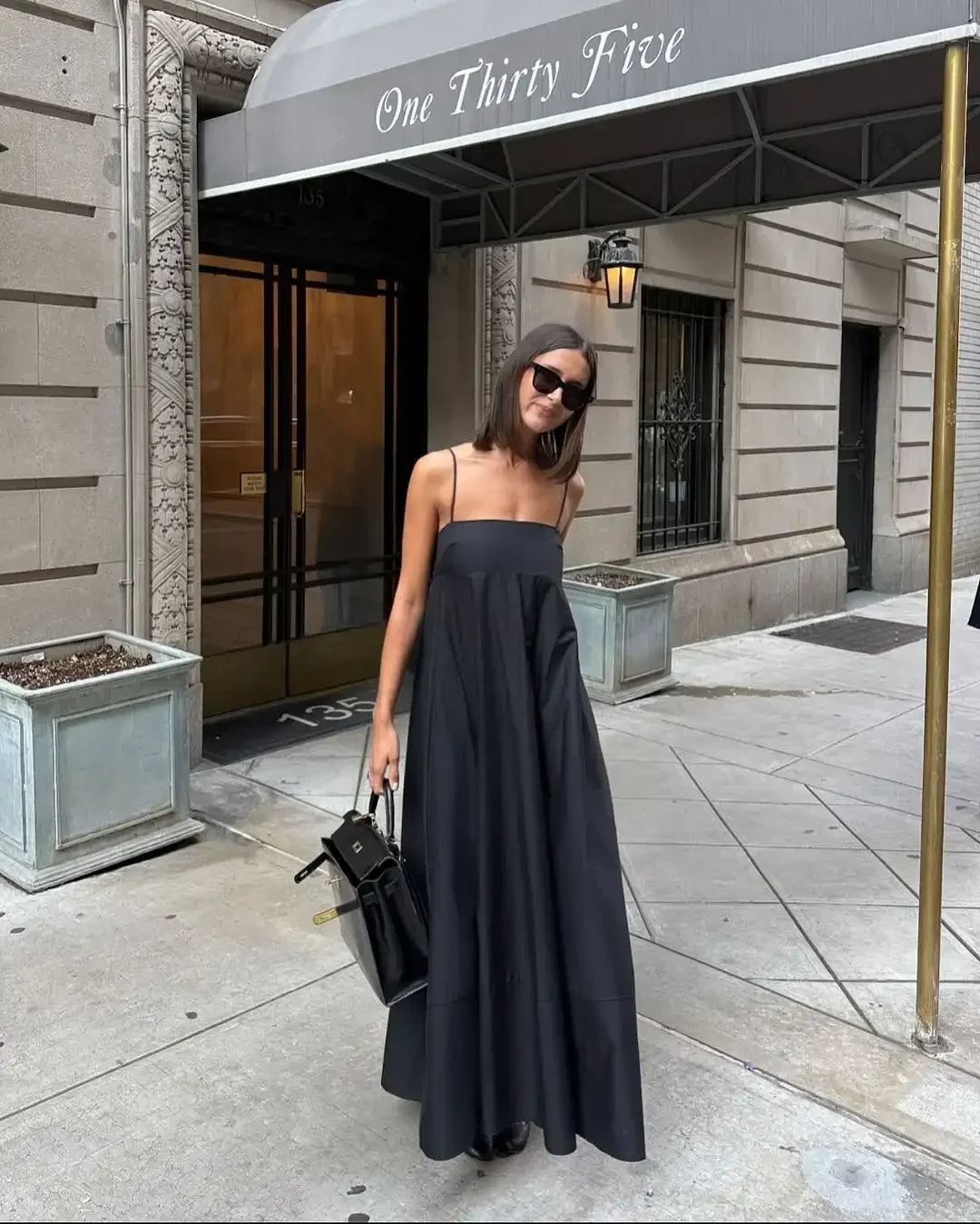 Black Backless Sling Long Dress