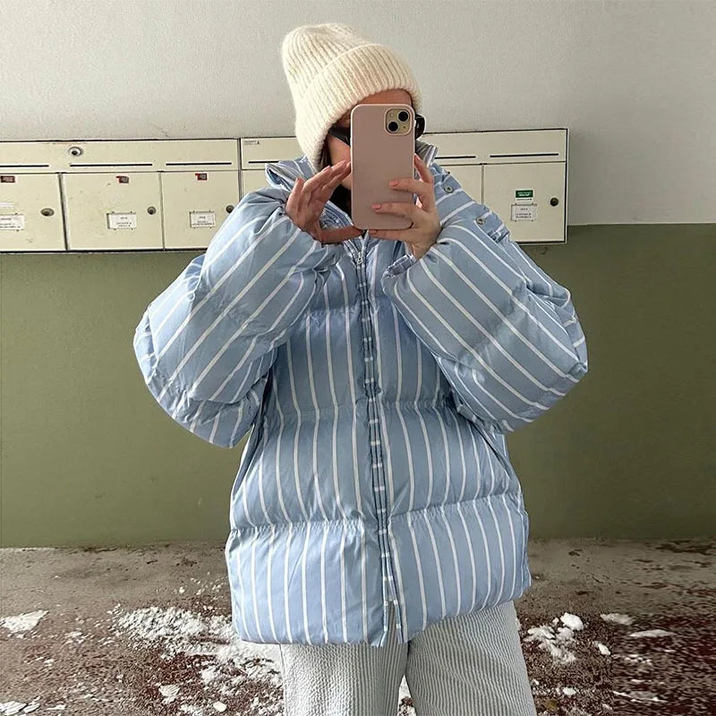 Hooded Cotton Jacket-Zipper Buttons